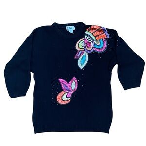 Vintage EMT Sequin Beaded 1980s Ugly Sweater